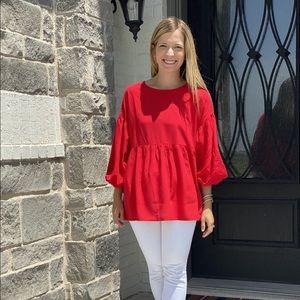 Red Balloon Sleeve Top